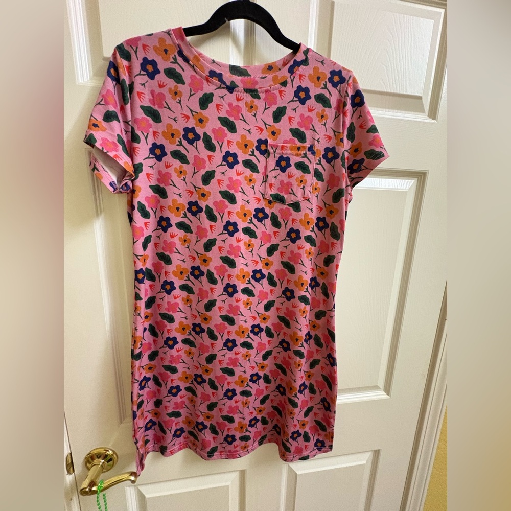 Floral Pink T-Shirt Dress